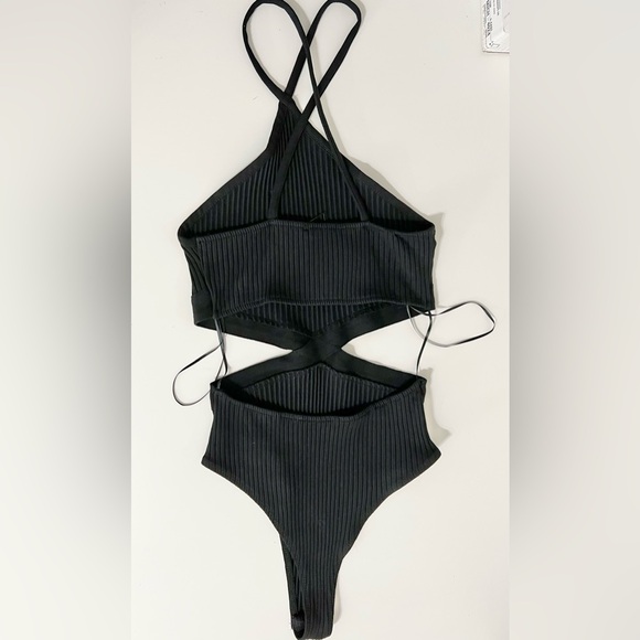 Zara Black Cut Out Ribbed Bodysuit Size Medium - Picture 5 of 11